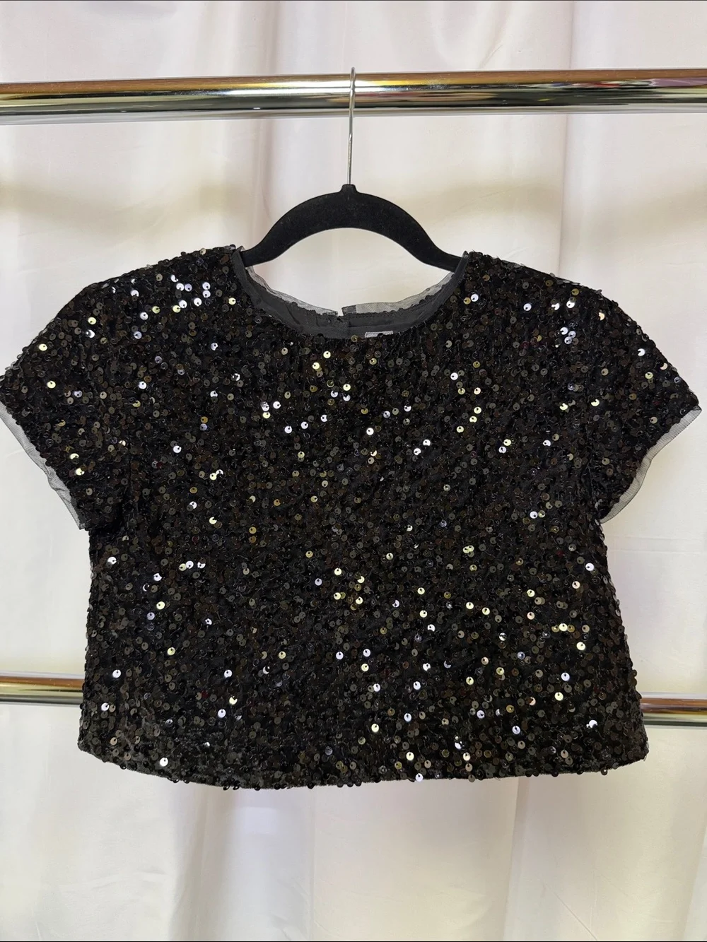 GAP girls sequin velvet top Black medium